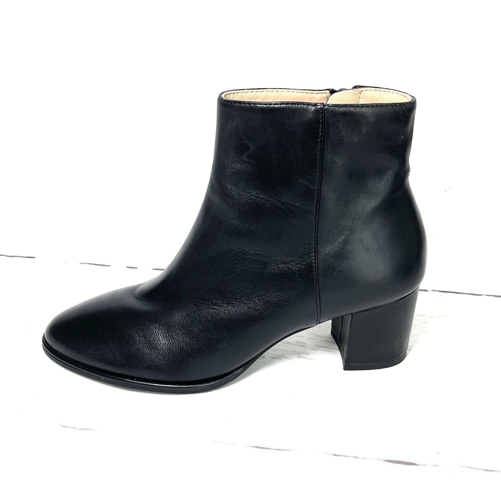 Stuart Weitzman Shoes Women's 5.5 B Black Ankle Boots Zip Leather Block Heel